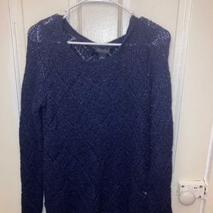 Lucky Brand Sparkly Navy Crotchet Swearer